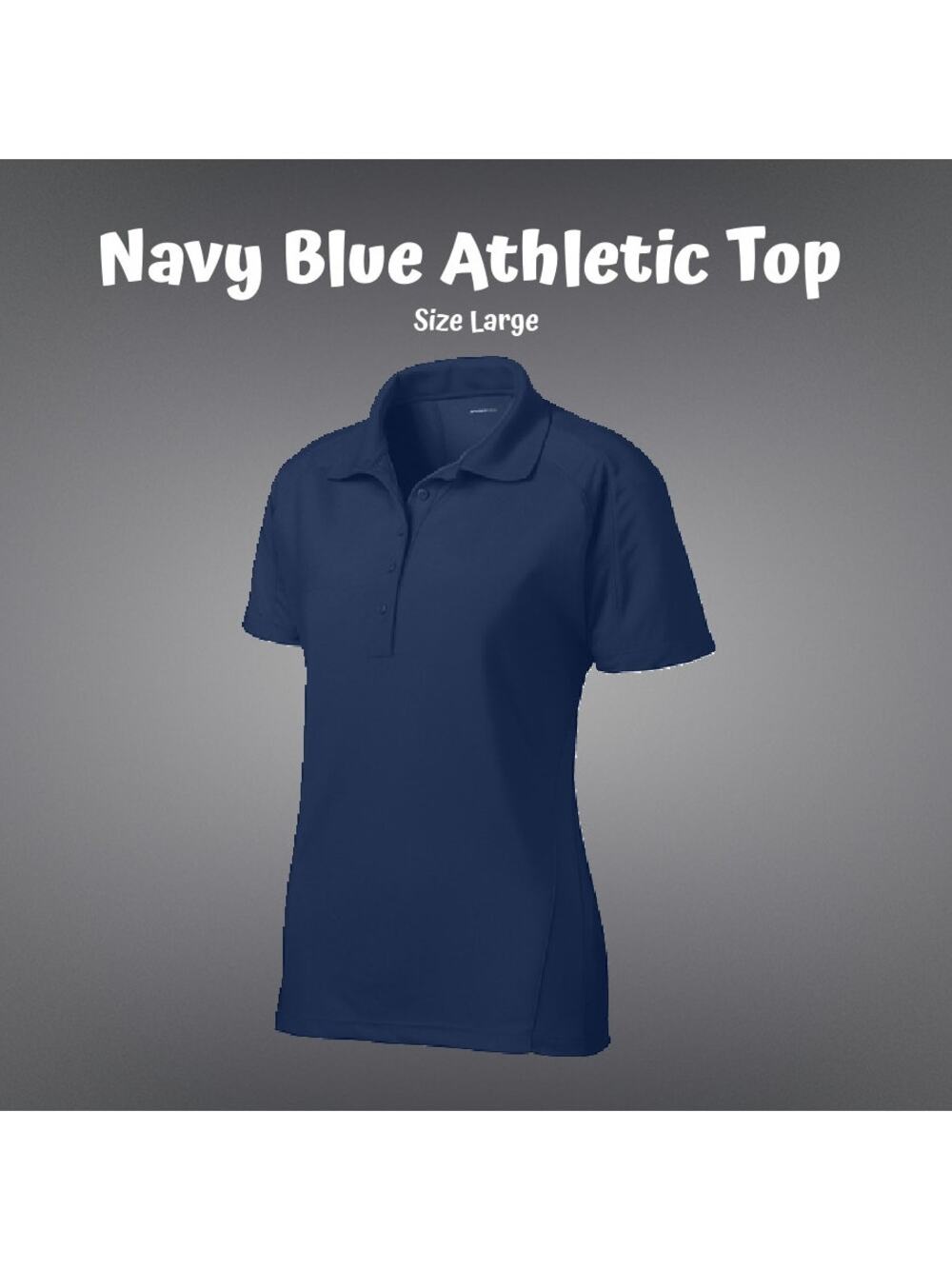 Ladies Navy Blue Sport-Tek Dry Mesh Active Pro Polo Shirt Top Size Large